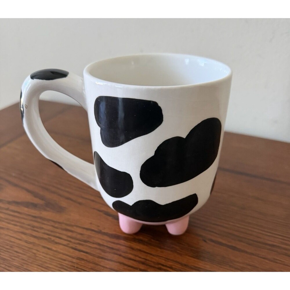 Boston Warehouse Udderly Cow Mug Hand Painted Ceramic 5 inches tall
